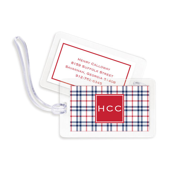 Miller Check Navy and Red Luggage Tags